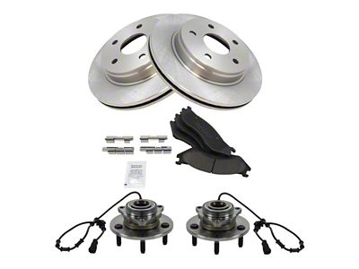 Ceramic 5-Lug Brake Rotor, Pad and Wheel Bearing Kit; Front (03-05 RAM 1500)