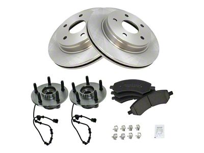 Ceramic 5-Lug Brake Rotor, Pad and Wheel Bearing Kit; Front (2006 RAM 1500 w/ 4-Wheel ABS, Excluding SRT-10 & Mega Cab)