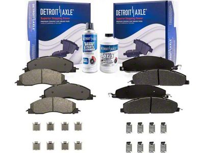 Ceramic Brake Pads with Brake Fluid and Cleaner; Front and Rear (2012 RAM 1500 Tradesman HD)