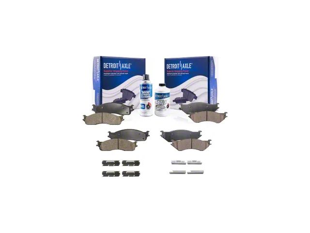 Ceramic Brake Pads with Brake Fluid and Cleaner; Front and Rear (06-08 RAM 1500 Mega Cab)