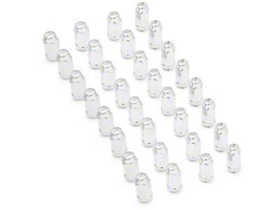 Chrome 7/8-Inch Bulge Acorn Lug Nut Kit; 9/16-Inch; Set of 32 (06-08 RAM 1500 Mega Cab)
