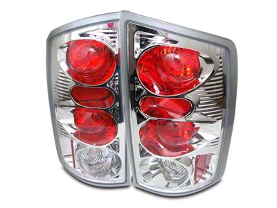 Euro Style Tail Lights; Chrome Housing; Clear Lens (02-06 RAM 1500)