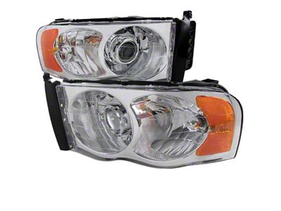 Projector Headlights; Chrome Housing; Clear Lens (02-05 RAM 1500)