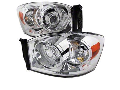 Projector Headlights; Chrome Housing; Clear Lens (06-08 RAM 1500)