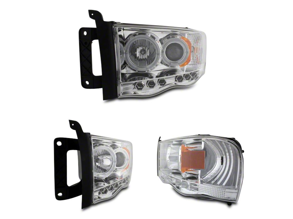 DODGE RAM 1500 02-05 RAM 2500/3500 03-05 PROJECTOR HALO HEADLIGHTS BLA