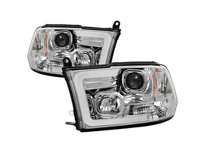 Version 2 Light Bar DRL Projector Headlights; Chrome Housing; Clear Lens (09-18 RAM 1500 w/ Factory Halogen Non-Projector Headlights)