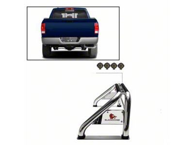 Classic Roll Bar with 7-Inch Black Round LED Lights; Black (09-18 RAM 1500 w/o RAM Box)