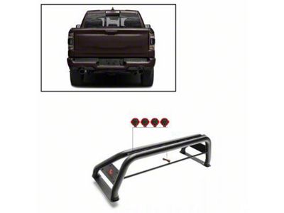 Classic Roll Bar with 7-Inch Red Round LED Lights; Black (09-18 RAM 1500 w/o RAM Box)