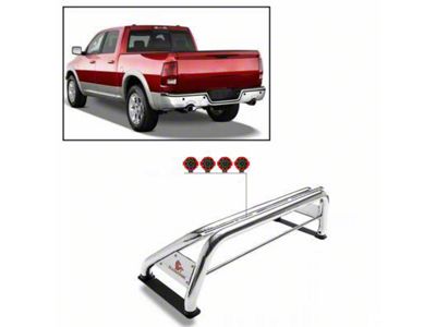 Classic Roll Bar with 7-Inch Red Round LED Lights; Black (09-18 RAM 1500 w/o RAM Box)