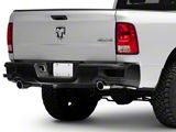 Corner Step Style Steel Rear Bumper; Not Pre-Drilled for Backup Sensors; Black (09-18 RAM 1500 w/ Factory Dual Exhaust)