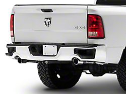 Corner Step Style Steel Rear Bumper; Not Pre-Drilled for Backup Sensors; Chrome (09-18 RAM 1500 w/ Factory Dual Exhaust)