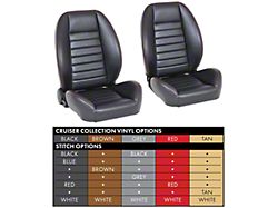 Cruiser Collection Low Back Bucket Seats; Black Madrid Vinyl (94-01 RAM 1500 Regular Cab)