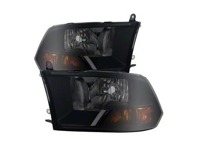 Crystal Headlights; Black Housing; Smoked Lens (09-12 RAM 1500 w/ Factory Halogen Non-Quad Headlights)