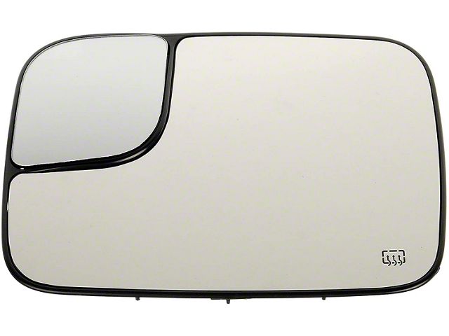 Door Mirror Glass; Heated Plastic Backed; Left; Fold-Away; Sales Code GPG; Power; Heated; With Trailer Tow Package (02-05 RAM 1500)
