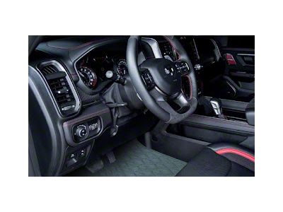 Double Layer Diamond Front and Rear Floor Mats; Base Layer Gray and Top Layer Black (09-18 RAM 1500 Crew Cab w/ Front Bucket Seats)