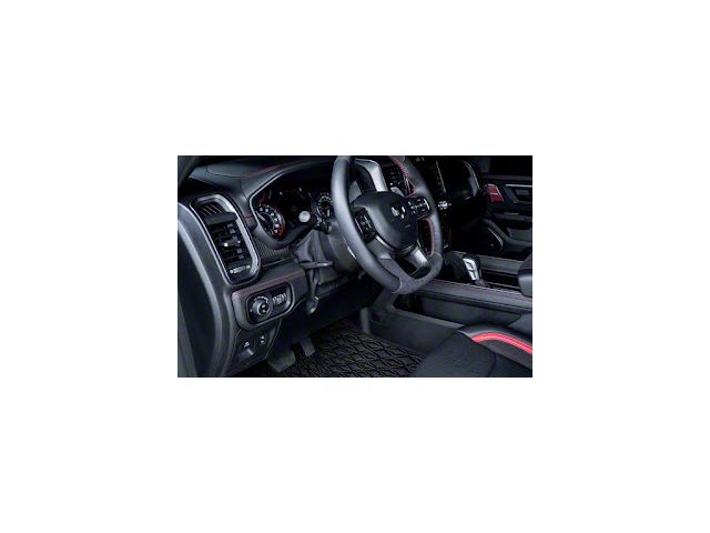 Double Layer Diamond Front Floor Mats; Base Layer Black and Top Layer Black (09-18 RAM 1500 Regular Cab w/ Bucket Seats)