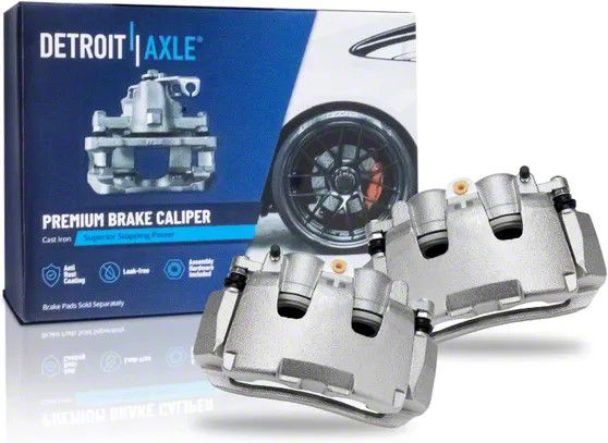 Detroit Axle Front Brake Kit For Dodge Ram 1500 Classic – Drilled & Slotted Rotors, Calipers, Ceramic Pads – 10-Year Warranty