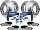 Drilled and Slotted 8-Lug Brake Rotor, Pad, Brake Fluid and Cleaner Kit; Front and Rear (2012 RAM 1500 Tradesman HD)