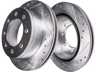 Drilled and Slotted 8-Lug Rotors; Rear Pair (2012 RAM 1500 Tradesman HD)