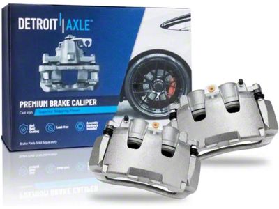 Drilled and Slotted 5-Lug Brake Rotor, Pad, Caliper, Brake Fluid and Cleaner Kit; Front (09-18 RAM 1500)