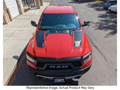 Dual Hood Stripes; Carbon Fiber Black (19-25 RAM 1500 Rebel)