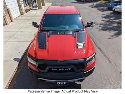 Dual Hood Stripes; Gloss Black (19-25 RAM 1500 Rebel)