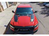 Dual Hood Stripes; Matte Black (19-26 RAM 1500 Rebel)