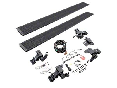 Go Rhino E-BOARD E1 Electric Running Boards with 4 Brackets; Protective Bedliner Coating (19-24 RAM 1500 Crew Cab)