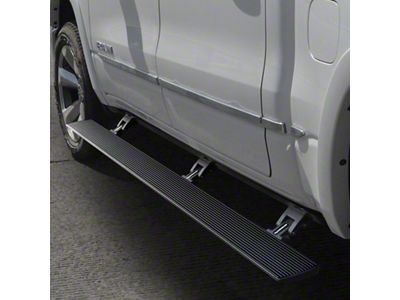 Go Rhino E-BOARD E1 Electric Running Boards with 4 Brackets; Textured Black (19-24 RAM 1500 Quad Cab)