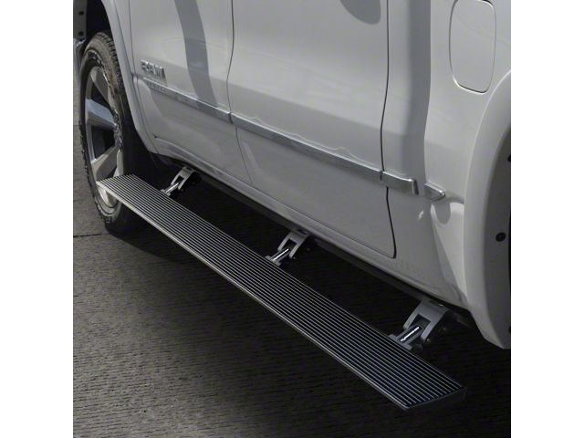Go Rhino E-BOARD E1 Electric Running Boards with 6 Brackets; Protective Bedliner Coating (19-24 RAM 1500 Quad Cab)
