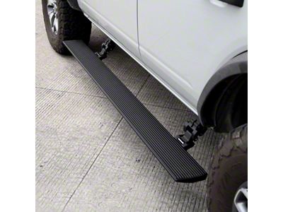 Go Rhino E-BOARD E1 Electric Running Boards; Protective Bedliner Coating (09-18 RAM 1500 Crew Cab)