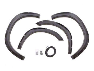 Elite Series Rivet Style Fender Flares; Front and Rear; Smooth Black (09-18 RAM 1500, Excluding Express, Rebel & Sport)