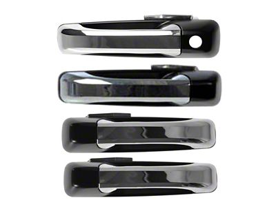 Exterior Door Handles; Front and Rear; Chrome and Black (09-18 RAM 1500 Crew Cab)