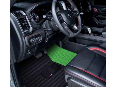 F1 Hybrid Front and Rear Floor Mats; Full Lime Green (09-18 RAM 1500 Crew Cab w/ Front Bucket Seats)