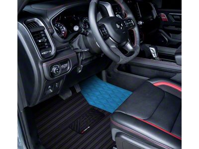 F1 Hybrid Front and Rear Floor Mats; Light Blue (19-24 RAM 1500 Crew Cab w/ Front Bucket Seats)