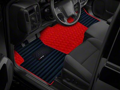 F1 Hybrid Front and Rear Floor Mats; Full Red (19-24 RAM 1500 Crew Cab w/ Front Bench Seat)