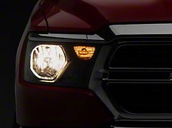 Factory Style Headlights with Amber Corners; Black Housing; Clear Lens (19-24 RAM 1500 w/ Factory Halogen Headlights)