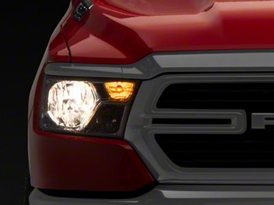 Factory Style Headlights with Amber Reflectors; Chrome Housing; Clear Lens (19-24 RAM 1500 w/ Factory Halogen Headlights)
