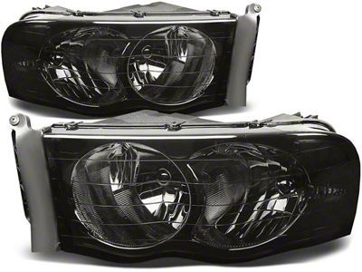 Factory Style Headlights; Black Housing; Smoked Lens (02-05 RAM 1500)