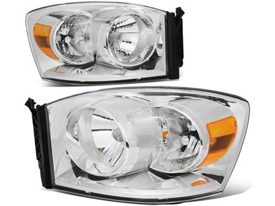 Factory Style Headlights; Chrome Housing; Clear Lens (06-08 RAM 1500)