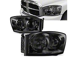 Factory Style Headlights; Chrome Housing; Smoked Lens (06-08 RAM 1500)