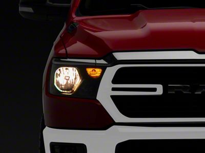 Factory Style Headlights with Clear Corners; Black Housing; Clear Lens (19-24 RAM 1500 w/ Factory Halogen Headlights)