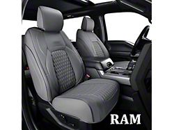 Faux Leather Custom Front and Rear Seat Covers; Gray (09-18 RAM 1500 Crew Cab w/ Front Bucket Seats & Split Curved Rear Seat)