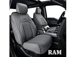 Faux Leather Custom Front Seat Covers; Gray (09-18 RAM 1500 w/ Front Bucket Seats)
