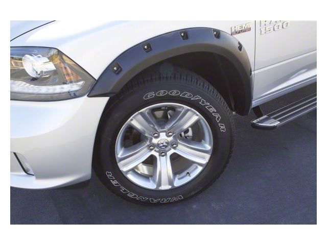 Elite Series Rivet Style Fender Flares; Front and Rear; Smooth Black (02-08 RAM 1500)