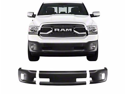 Front Bumper Cover with Fog Light Openings; Textured Black ABS (13-18 RAM 1500, Excluding Rebel)