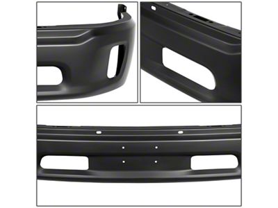 Front Bumper with Fog Light Openings; Not Pre-Drilled for Front Parking Sensors; Black (13-18 RAM 1500)