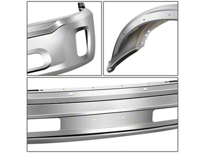 Front Bumper with Fog Light Openings; Not Pre-Drilled for Front Parking Sensors; Chrome (13-18 RAM 1500)