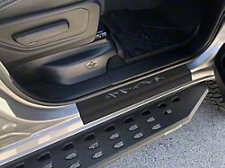 Front Door Sill Protection with Mountain Logo; Black (19-25 RAM 1500)