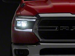Full LED Headlights; Black Housing; Clear Lens (19-24 RAM 1500 w/ Factory Halogen Headlights)